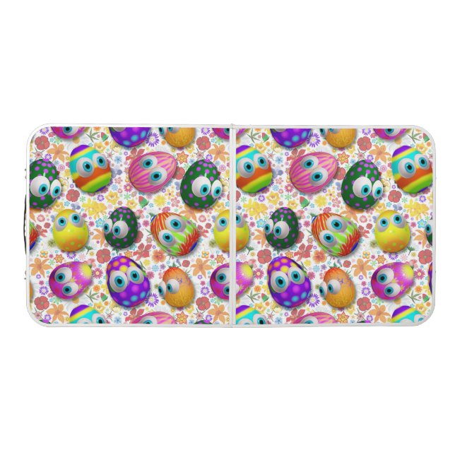 Cute and Funny Easter Eggs Cartoon Beer Pong Table (Top)