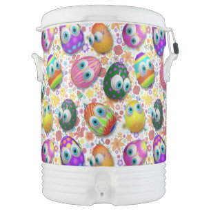 Cute and Funny Easter Eggs Cartoon Beverage Cooler