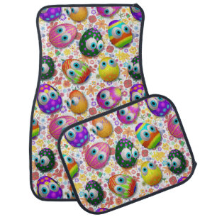 Cute and Funny Easter Eggs Cartoon Car Floor Mat
