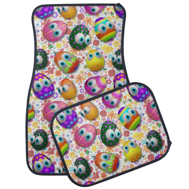 Cute and Funny Easter Eggs Cartoon Car Floor Mat (Set)