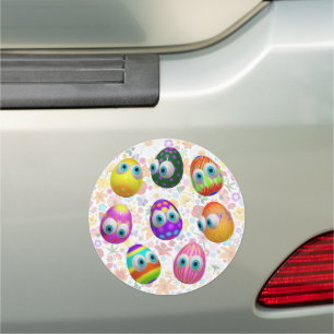 Cute and Funny Easter Eggs Cartoon Car Magnet