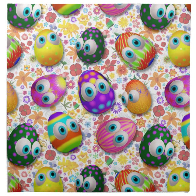 Cute and Funny Easter Eggs Cartoon Cloth Napkin (Front)