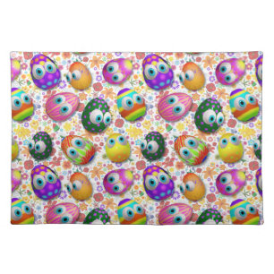 Cute and Funny Easter Eggs Cartoon Cloth Placemat