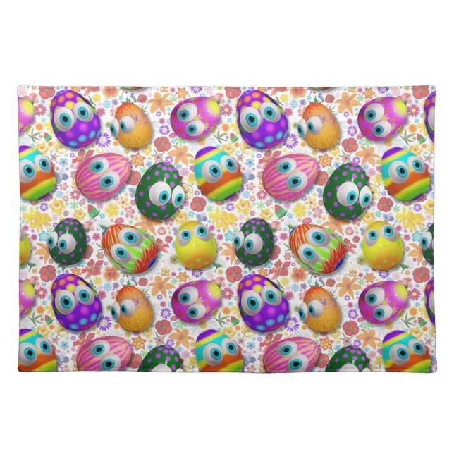 Cute and Funny Easter Eggs Cartoon Cloth Placemat (Front)