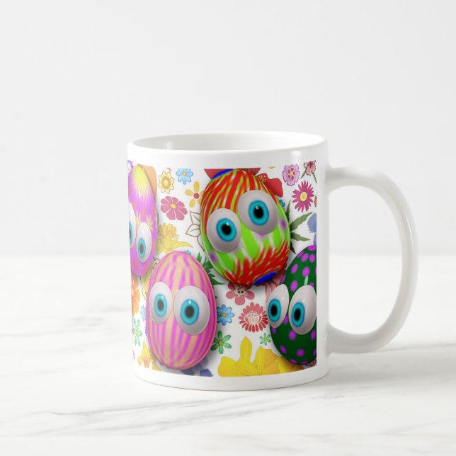 Cute and Funny Easter Eggs Cartoon Coffee Mug (Right)
