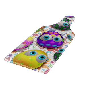 Cute and Funny Easter Eggs Cartoon Cutting Board