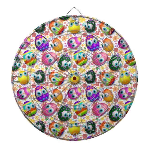 Cute and Funny Easter Eggs Cartoon Dart Board (Front)