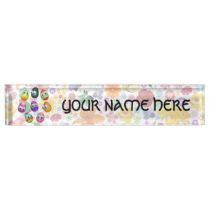 Cute and Funny Easter Eggs Cartoon Desk Name Plate