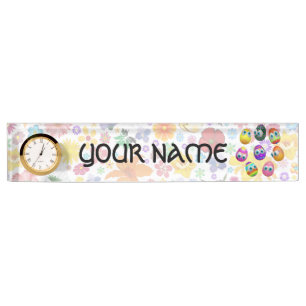 Cute and Funny Easter Eggs Cartoon Desk Name Plate