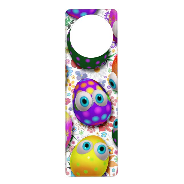 Cute and Funny Easter Eggs Cartoon Door Hanger (Front)