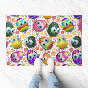 Cute and Funny Easter Eggs Cartoon Doormat