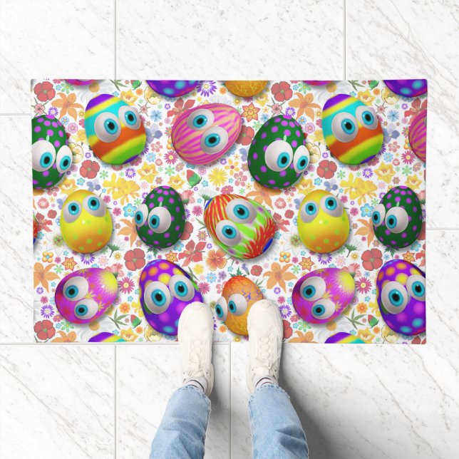 Cute and Funny Easter Eggs Cartoon Doormat (Indoor)