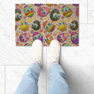 Cute and Funny Easter Eggs Cartoon Fiber Doormat