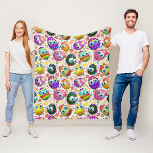 Cute and Funny Easter Eggs Cartoon Fleece Blanket