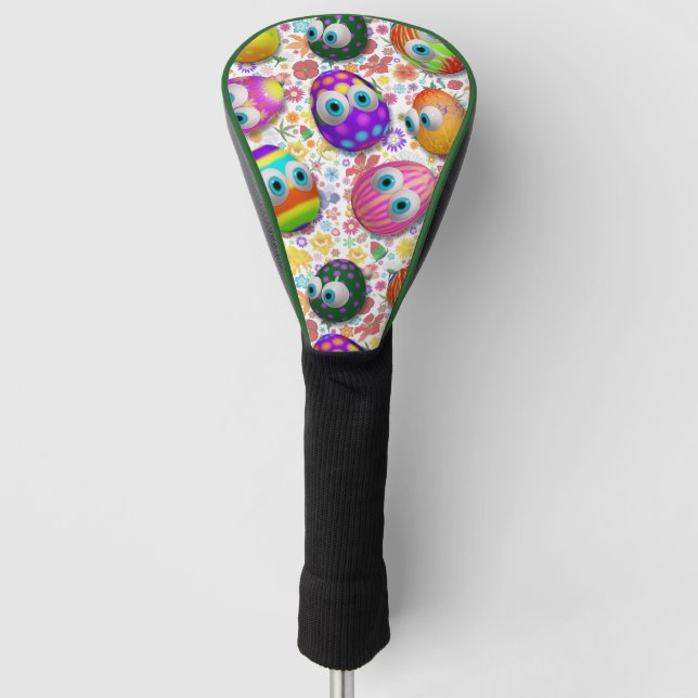 Cute and Funny Easter Eggs Cartoon Golf Head Cover (Front)