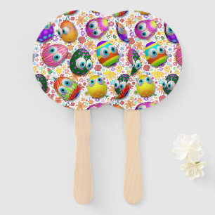 Cute and Funny Easter Eggs Cartoon Hand Fan
