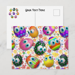Cute and Funny Easter Eggs Cartoon Holiday Postcard