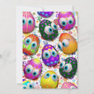 Cute and Funny Easter Eggs Cartoon Invitation