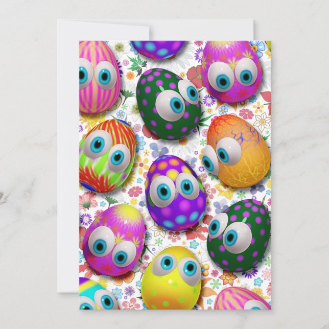 Cute and Funny Easter Eggs Cartoon Invitation (Front)