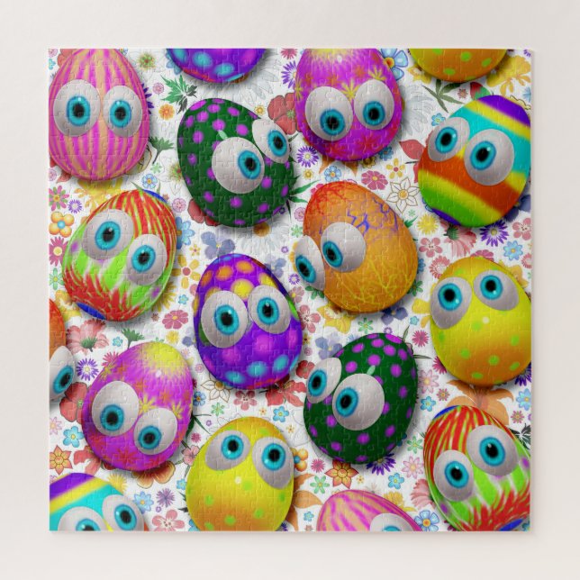 Cute and Funny Easter Eggs Cartoon Jigsaw Puzzle (Vertical)