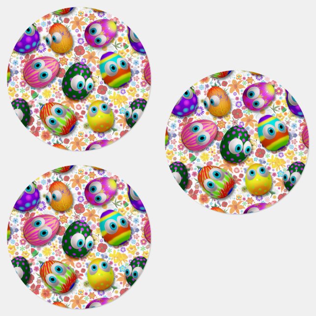 Cute and Funny Easter Eggs Cartoon Labels (Group)