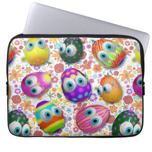 Cute and Funny Easter Eggs Cartoon Laptop Sleeve