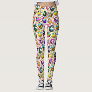 Cute and Funny Easter Eggs Cartoon Leggings