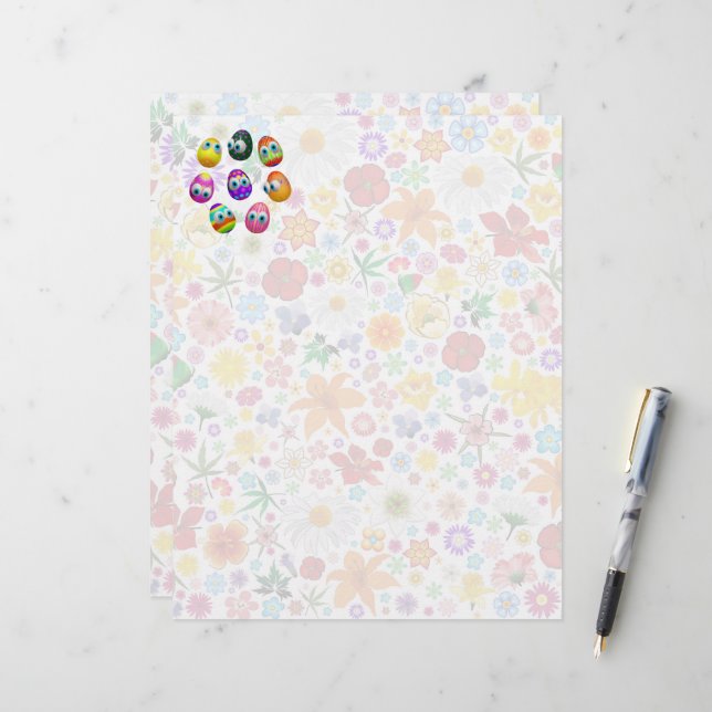 Cute and Funny Easter Eggs Cartoon Letterhead (Front/Back In Situ)