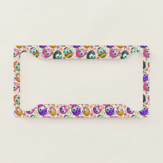 Cute and Funny Easter Eggs Cartoon License Plate Frame (Front)