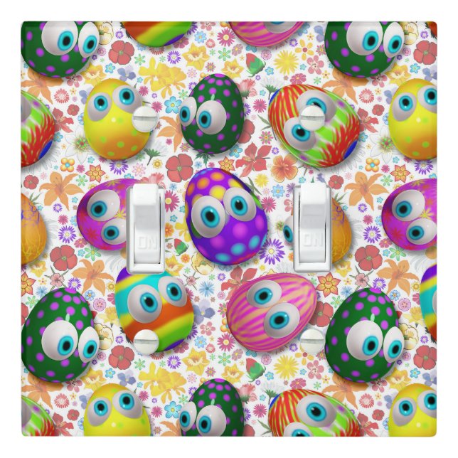 Cute and Funny Easter Eggs Cartoon Light Switch Cover (In Situ)