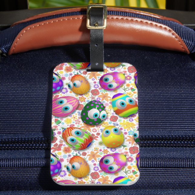 Cute and Funny Easter Eggs Cartoon Luggage Tag (Front Insitu 2)
