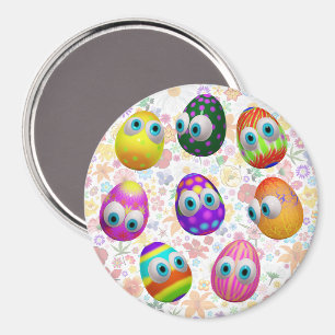 Cute and Funny Easter Eggs Cartoon Magnet