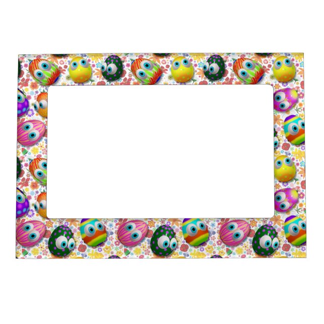 Cute and Funny Easter Eggs Cartoon Magnetic Frame (Front)