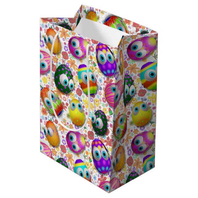 Cute and Funny Easter Eggs Cartoon Medium Gift Bag (Back Angled)