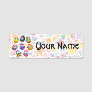 Cute and Funny Easter Eggs Cartoon Name Tag
