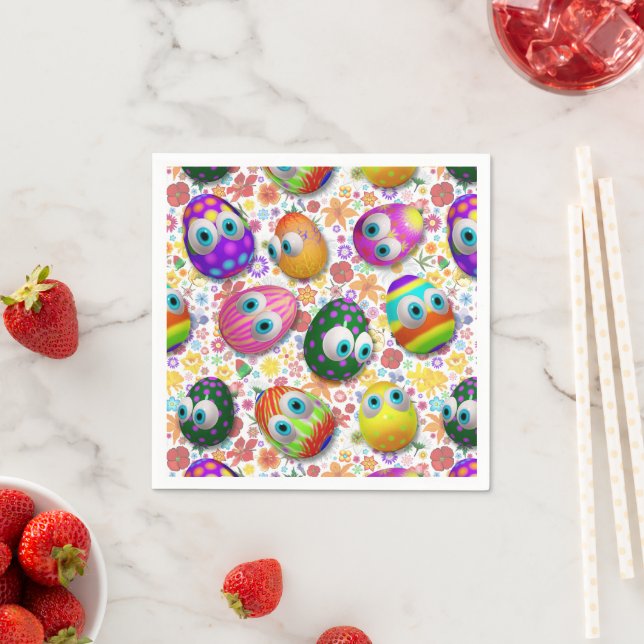Cute and Funny Easter Eggs Cartoon Napkins (Insitu)