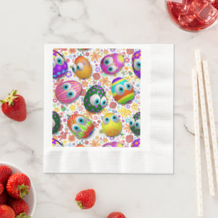 Cute and Funny Easter Eggs Cartoon Napkins