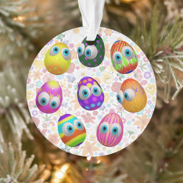 Cute and Funny Easter Eggs Cartoon Ornament (Tree)