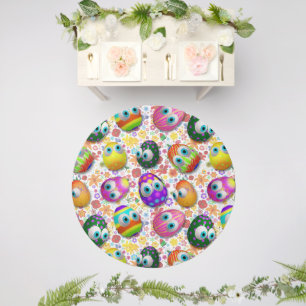 Cute and Funny Easter Eggs Cartoon Outdoor Rug