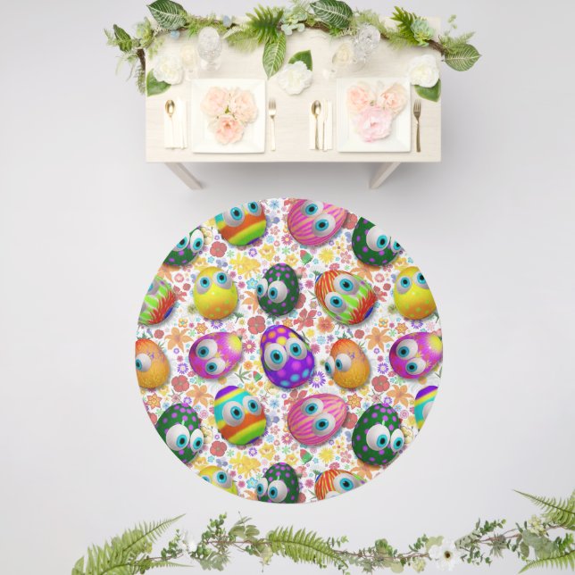 Cute and Funny Easter Eggs Cartoon Outdoor Rug (Insitu (Wedding 2))