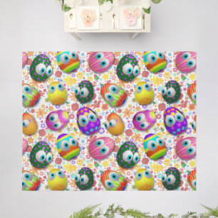Cute and Funny Easter Eggs Cartoon Outdoor Rug
