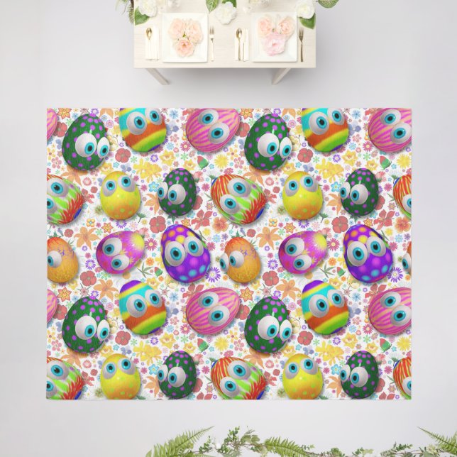 Cute and Funny Easter Eggs Cartoon Outdoor Rug (Insitu (Wedding 2))