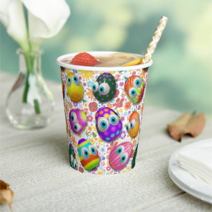 Cute and Funny Easter Eggs Cartoon Paper Cups