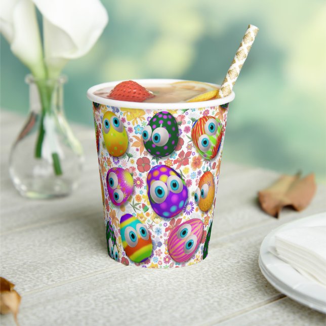 Cute and Funny Easter Eggs Cartoon Paper Cups (Insitu)