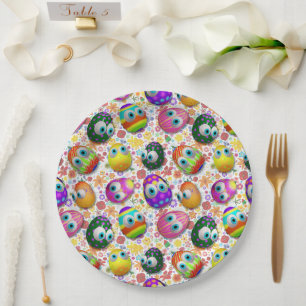Cute and Funny Easter Eggs Cartoon Paper Plates