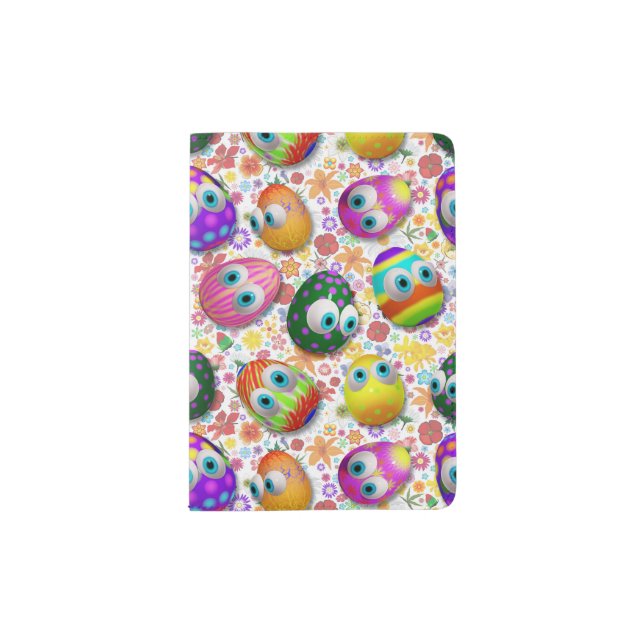 Cute and Funny Easter Eggs Cartoon Passport Holder (Front)