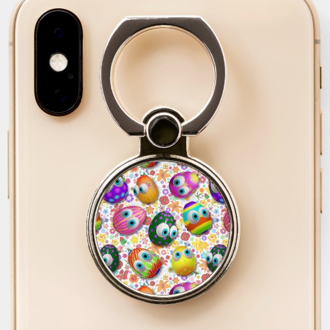 Cute and Funny Easter Eggs Cartoon Phone Ring Stand (Close Up)