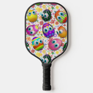 Cute and Funny Easter Eggs Cartoon Pickleball Paddle