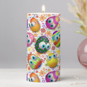 Cute and Funny Easter Eggs Cartoon Pillar Candle