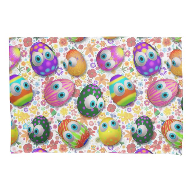 Cute and Funny Easter Eggs Cartoon Pillow Case (Front)